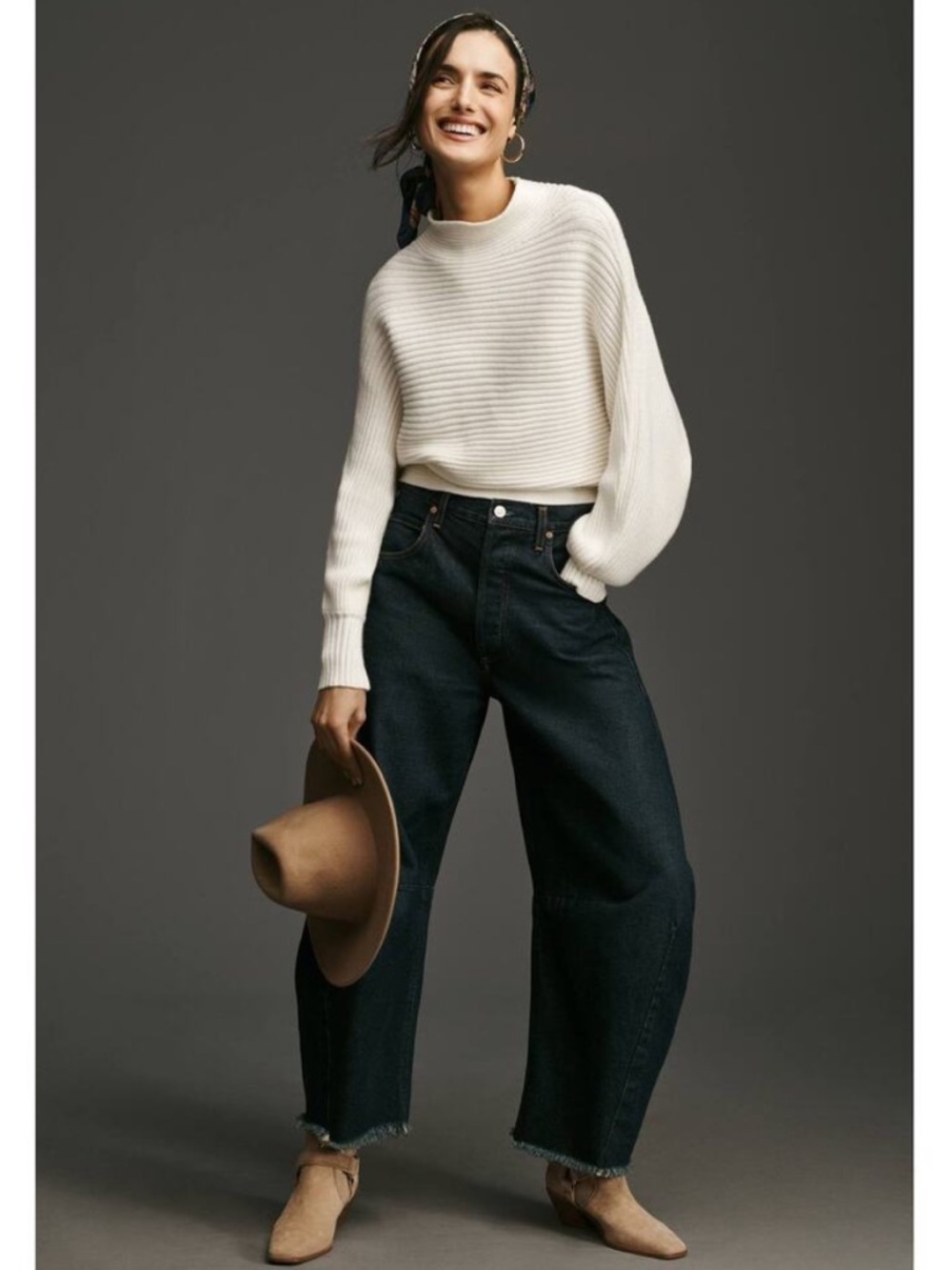Anthropologie Kendall Mock-Neck Sweater Ivory White Ribbed Size Small - Picture 4 of 14